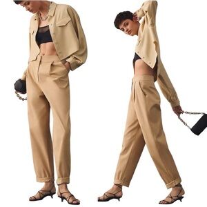 Anthropologie Exquise rolled hem chinos with pleated front oversized